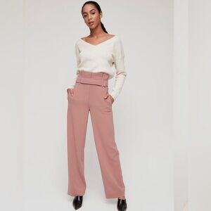 Aritzia Babaton Jermaine Blush Pink new Wide leg Business Casual Spring Pant